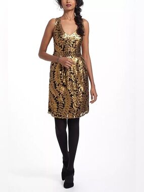 Project Alabama | Dresses | Anthropolgie Project Alabama Gold Leaf Cocktail Dress